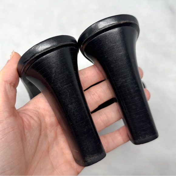 Gucci Vintage GG Monogram Canvas Leather Square Toe Block Heel Mules Black 8.5 - Picture 5 of 14